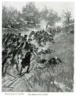 Colonists Prints: America - The British Army Retreat From Concord
