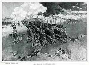 Bunker Prints: America - British Redcoat army marching on Bunker Hill