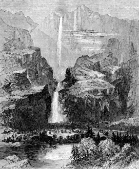 America. The Yohamite Falls, Mariposa County, California