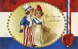 American 4th of July postcard. The day we celebrate