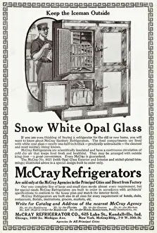 American advert for McCray Refrigerators - Snow White Opal Glass