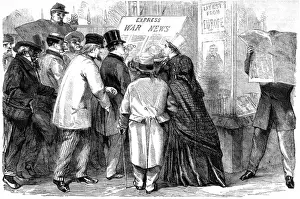 American civil war; reading the war news in Broadway, New Yo