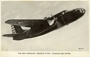 Usaaf Prints: American Douglas A-20A Attacking light bomber