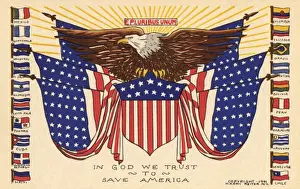 Banners Prints: The American eagle and the Stars and Stripes