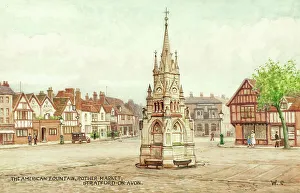 Stratford Prints: American Fountain, Rother Market, Stratford-upon-Avon