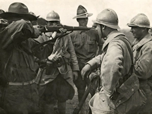 American and French allies with rifles, France, WW1 American and French allies with rifles, France, WW1