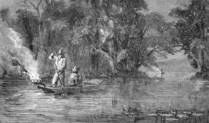 Spearing Prints: American Indian Country. Spearing fish at night