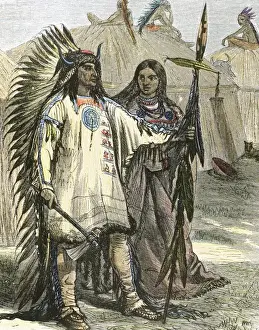 American Indians. Colored engraving, 1880