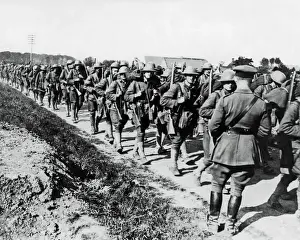 American infantry on French road, Western Front, WW1