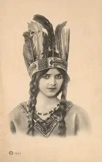 Braid Prints: American lady dressed as Red Indian Girl
