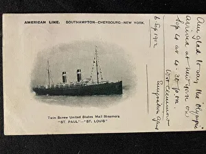 Arrived Prints: American Line, St Paul, St Louis - postcard