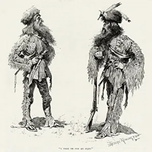 Pioneers Prints: Two American mountain men with shaggy beards