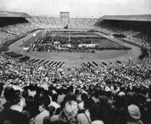 American Olympic athletes march round Wembley Stadium, 1948