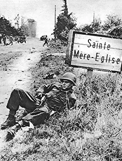 Eglise Prints: American Paratrooper near St. Mere Eglise; Second World War