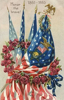 Nationalism Collection: American patriotic postcard, commemorating the civil war