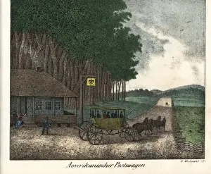 American post service with carriage and four