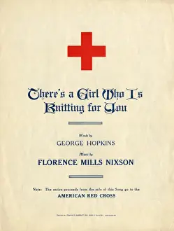 Knitters Prints: American Red Cross Knitting song sheet music, WW1
