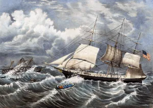 Ship Wreck Prints: An American Ship Rescuing the Officers and Crew of a British