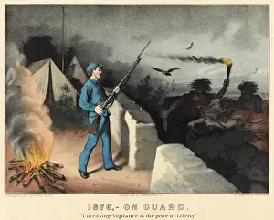 Vigilance Prints: American soldier on sentry duty on guard
