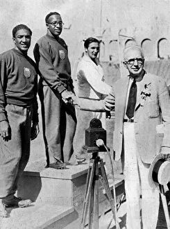 American sprinters on the podium, 1932 Olympics