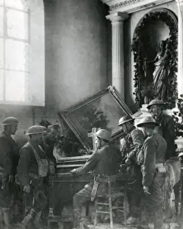 Madonna Prints: American troops in church, Exermont, France, WW1