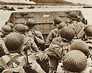 Landing Prints: American Troops heading for Normandy on D-Day; Second Worl