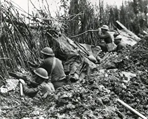 93rd Prints: American troops on front line, Argonne, France, WW1