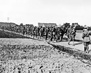 American troops marching, Western Front, France, WW1