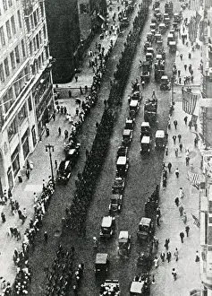 Depart Prints: American troops in New York, departing for France, WW1