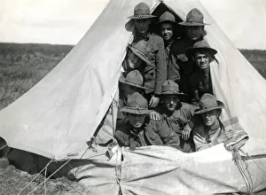 American troops in a tent, Boisleux-au-Mont, France, WW1