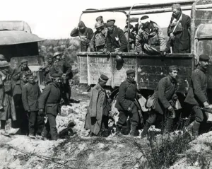 Bandage Prints: American wounded and German POWs, Argonne, France, WW1