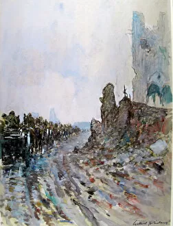 Ypres Gallery: An ammunition column passing through Ypres, 1917