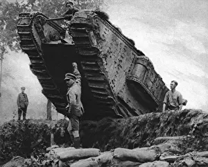 Amoured tank in action