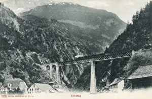 Gotthard Prints: Amsteg and St Gotthard Railway, Switzerland