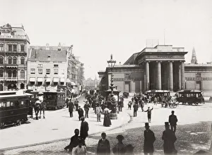 Amsterdam, crowded street with pedestrians, historic buildings Amsterdam, crowded street with pedestrians, historic buildings