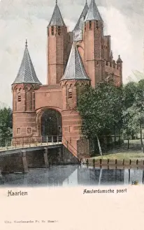 Oude Prints: Amsterdamse Poort, Haarlem, Amsterdam, The Netherlands