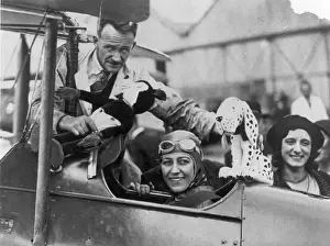 Mascots Prints: Amy Johnson with her mascots and engineer Jack Humphries