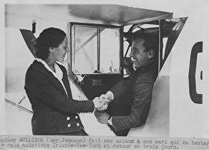 Aircrew Gallery: Amy Johnson Shaking Hands with her Husband Jim Mollison ?