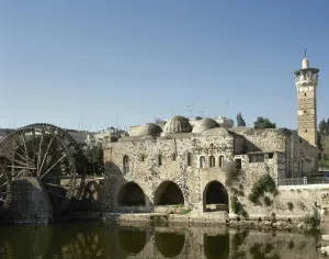 Al Din Prints: An-Nuri Mosque and medieval noria. Hama. Syria