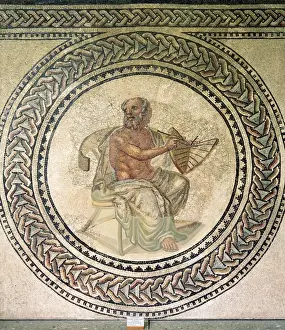 Greeks Prints: Anaximander (610 546 BC) with a sundial. Roman mosaic. 3rd