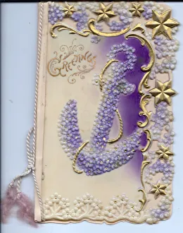 Anchors Gallery: Anchor with flowers and stars on a greetings card