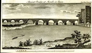 Ancient Bridge, Merida, Spain - The Gentlemans Magazine 1781