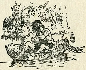 Briton Gallery: An ancient Briton in a fishing boat