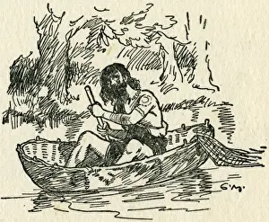 Briton Prints: An ancient Briton in a fishing boat
