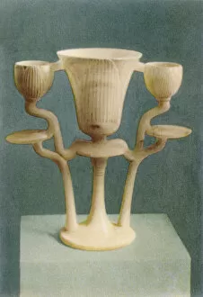 Alabaster Gallery: Ancient Egyptian triple lamp from Tutankhamuns tomb