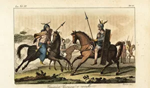 Ferrario Collection: Ancient Germanic cavalry