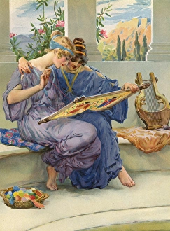 Sewing Gallery: Two ancient Greek women embroidering