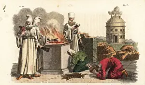 Ritual Prints: Ancient Persian priests performing ritual sacrifices