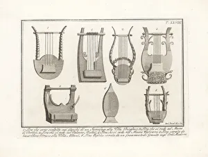 Bas Relief Prints: Ancient Roman and Egyptian lyres