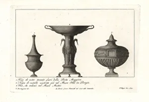 Etruscans Prints: Ancient Roman vases and cup